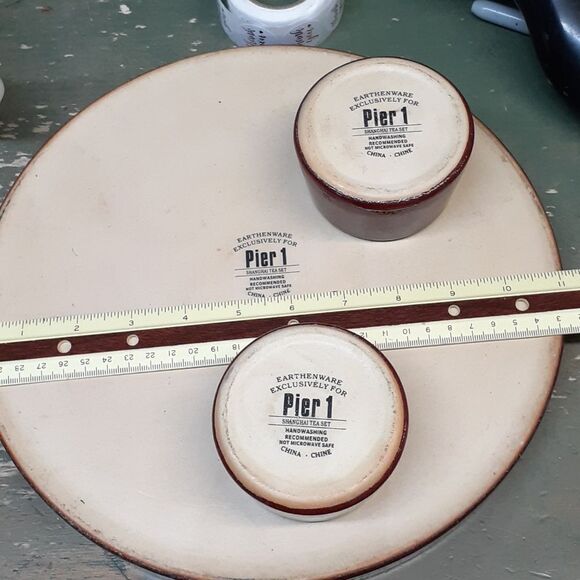 7 pc Shanghai tea Set from Pier 1 and tea pot from Taiwan, with accessories - Picture 3 of 16